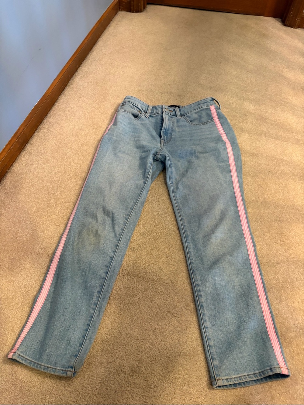 Talbots Light Blue Straight Leg Jeans with Pink Side Stripe